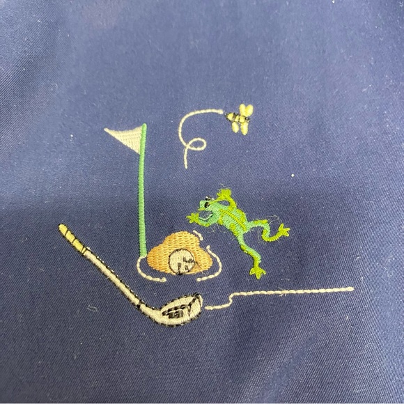 K T Golf Kenneth Tool Long Sleeve Large Jacket Embroidered Blue w/Frogs playing - Picture 13 of 13